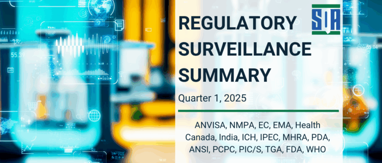 Regulatory Surveillance Summary Q1 2025 highlighting updates from global agencies including FDA, EMA, WHO, ANVISA, and others.